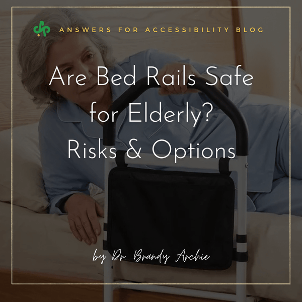 Are Bed Rails Safe for Elderly? Risks & Options | AskSAMIE - Senior lady grabbing onto bed rail for support in bed