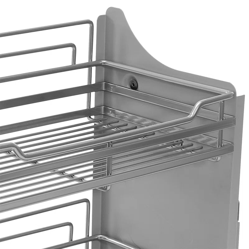 pull down shelf close up on dish rack