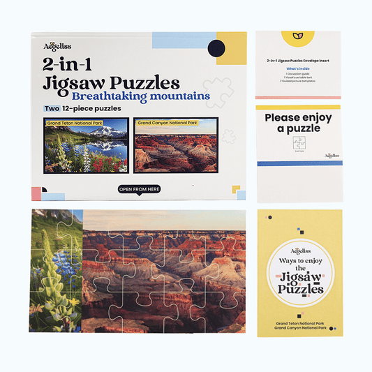 2 - in - 1 Jigsaw Puzzles for Dementia | Breathtaking Mountains | 12 Pieces Aegeliss - AskSAMIE: Answers for Accessibility
