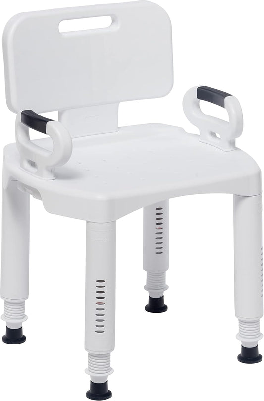 Wide and Flat Seat Shower Chair w/ Back & Arms