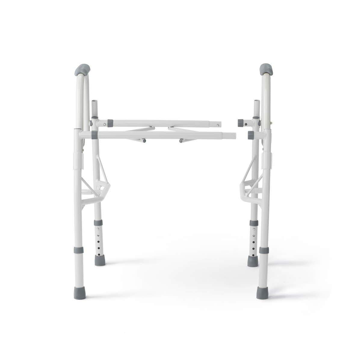 Drop Arm Bedside Commode with the bucket and the back rail removed