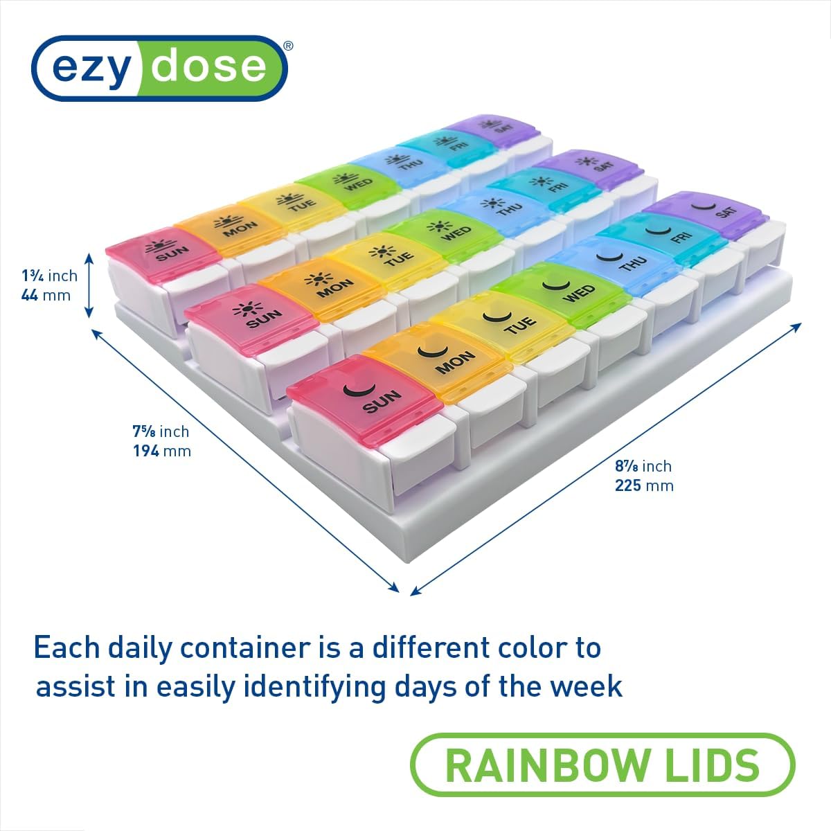 Weekly Pill Organizer dimensions from AskSAMIE