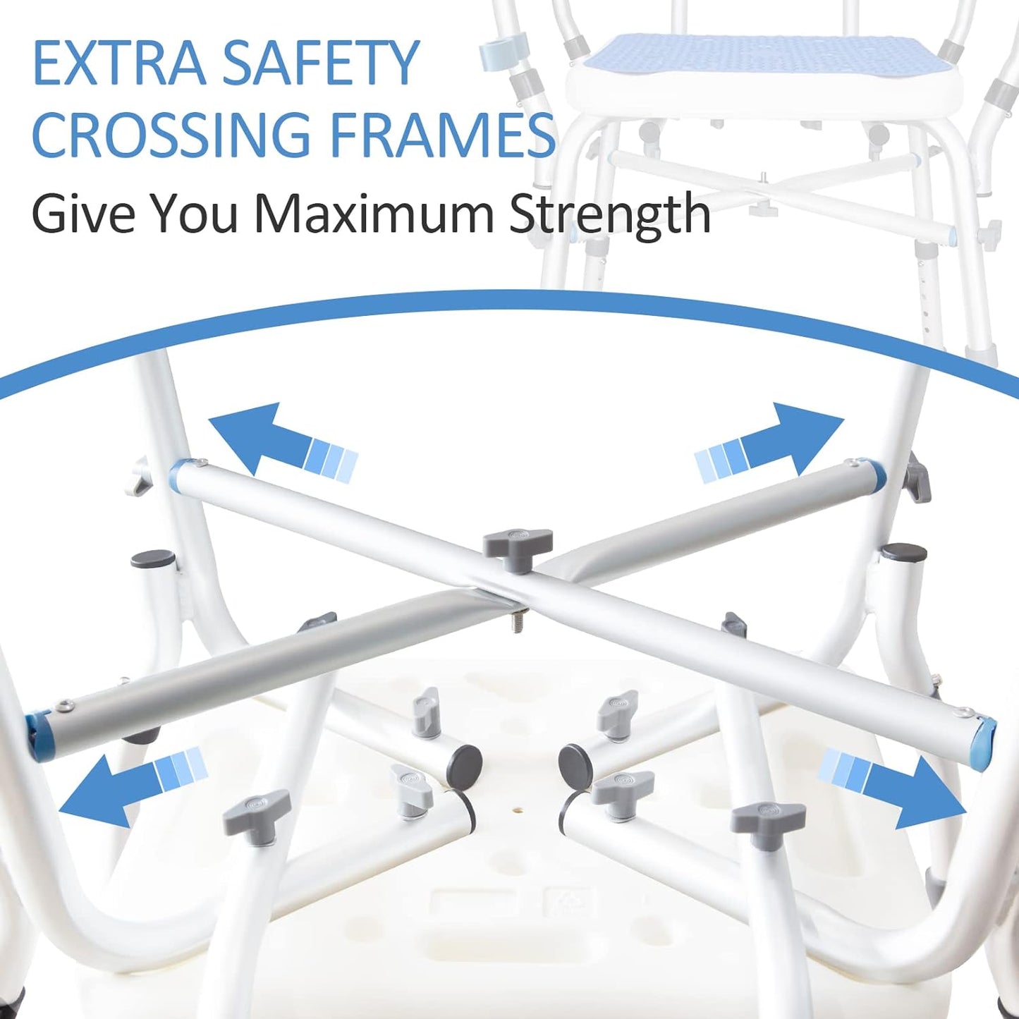 Bariatric Shower Chair with Back by AskSAMIE made with extra crossing frames for max strength