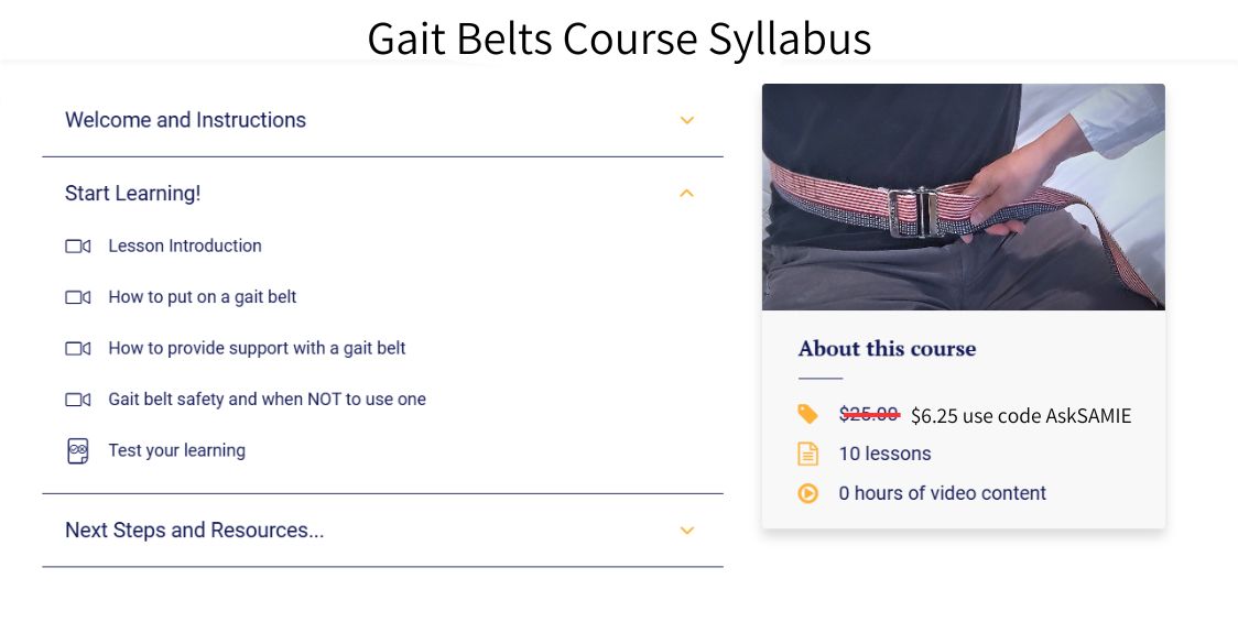 Video Training: Gait Belts syllabus from AskSAMIE