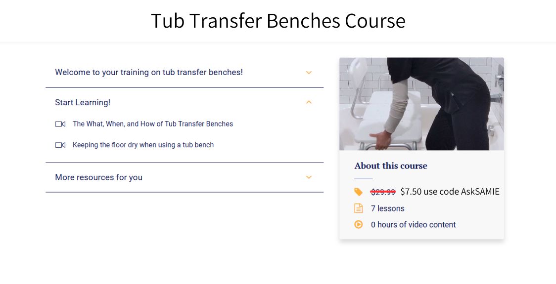 Video Training: Tub Transfer Benches