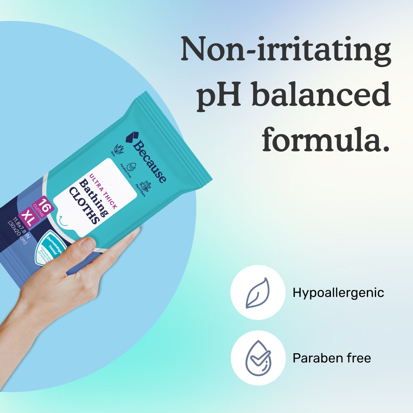 Because Ultra Thick Bathing Cloths | Bath Wipes