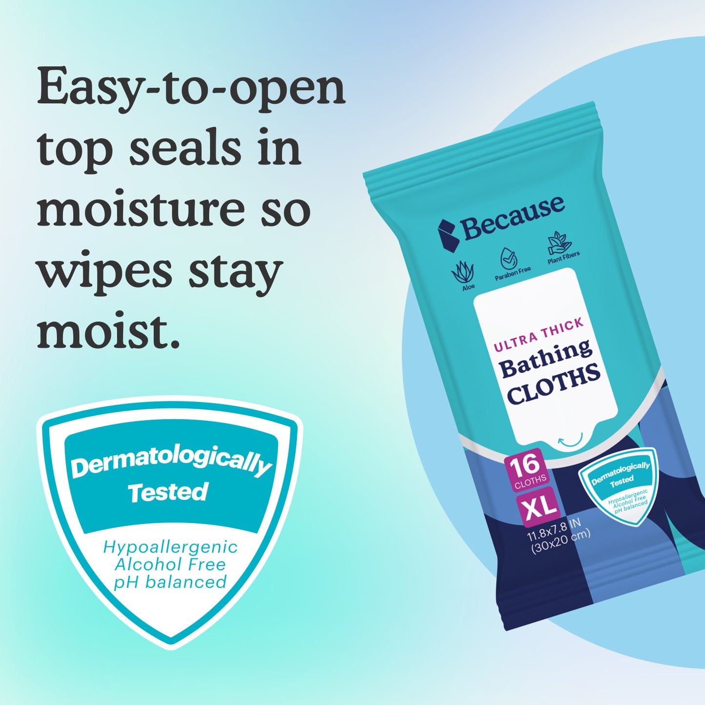 Because Ultra Thick Bathing Cloths | Bath Wipes