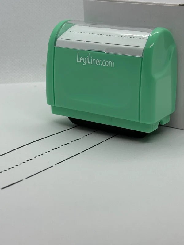 LegiLiner "Spaces" Self-Inking Teacher Stamp-1-inch Dashed Spaced Handwriting Lines Roller Stamp