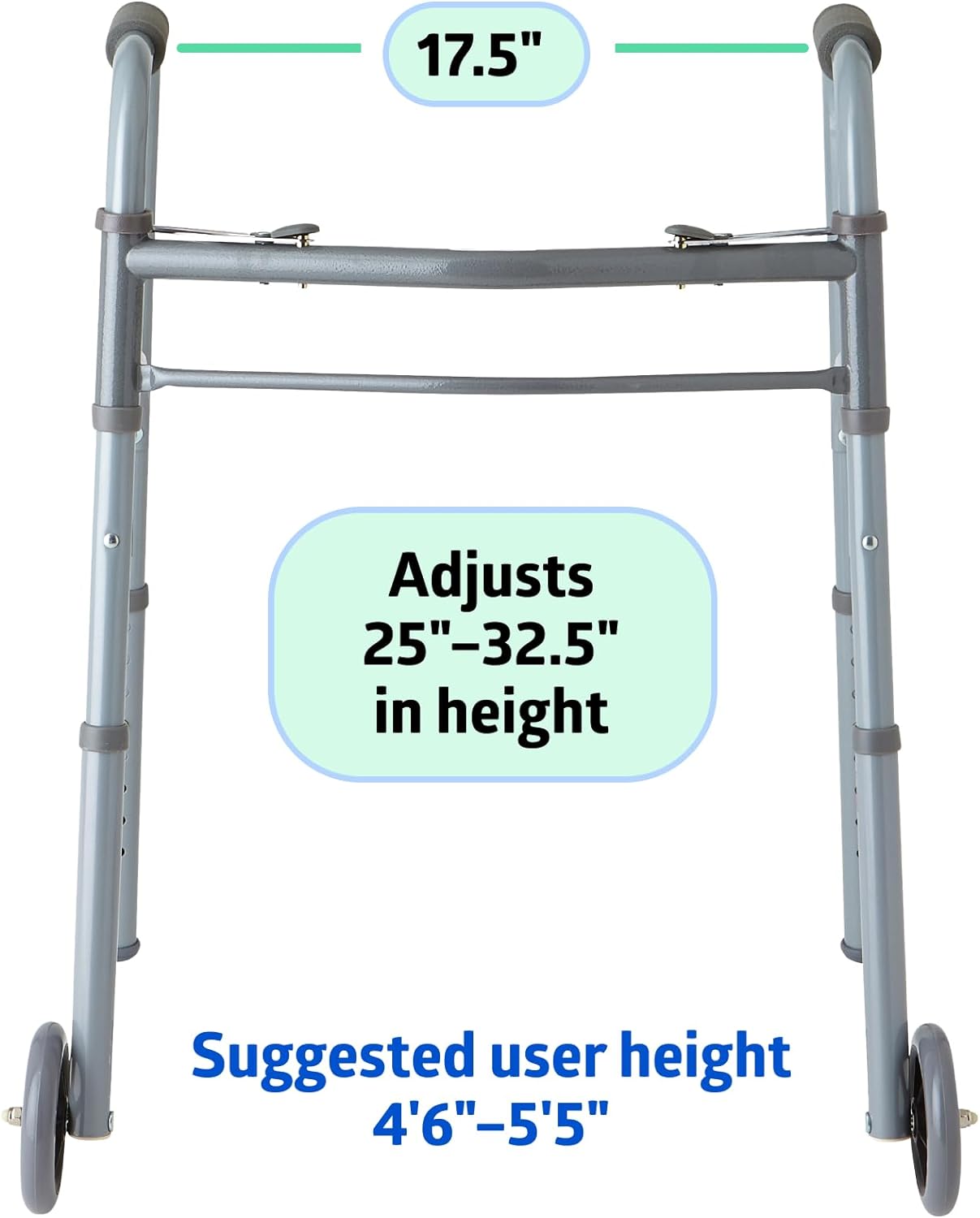 Folding Front Wheeled Walker junior dimensions