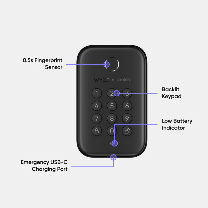 smart lock view from front with sensor and buttons