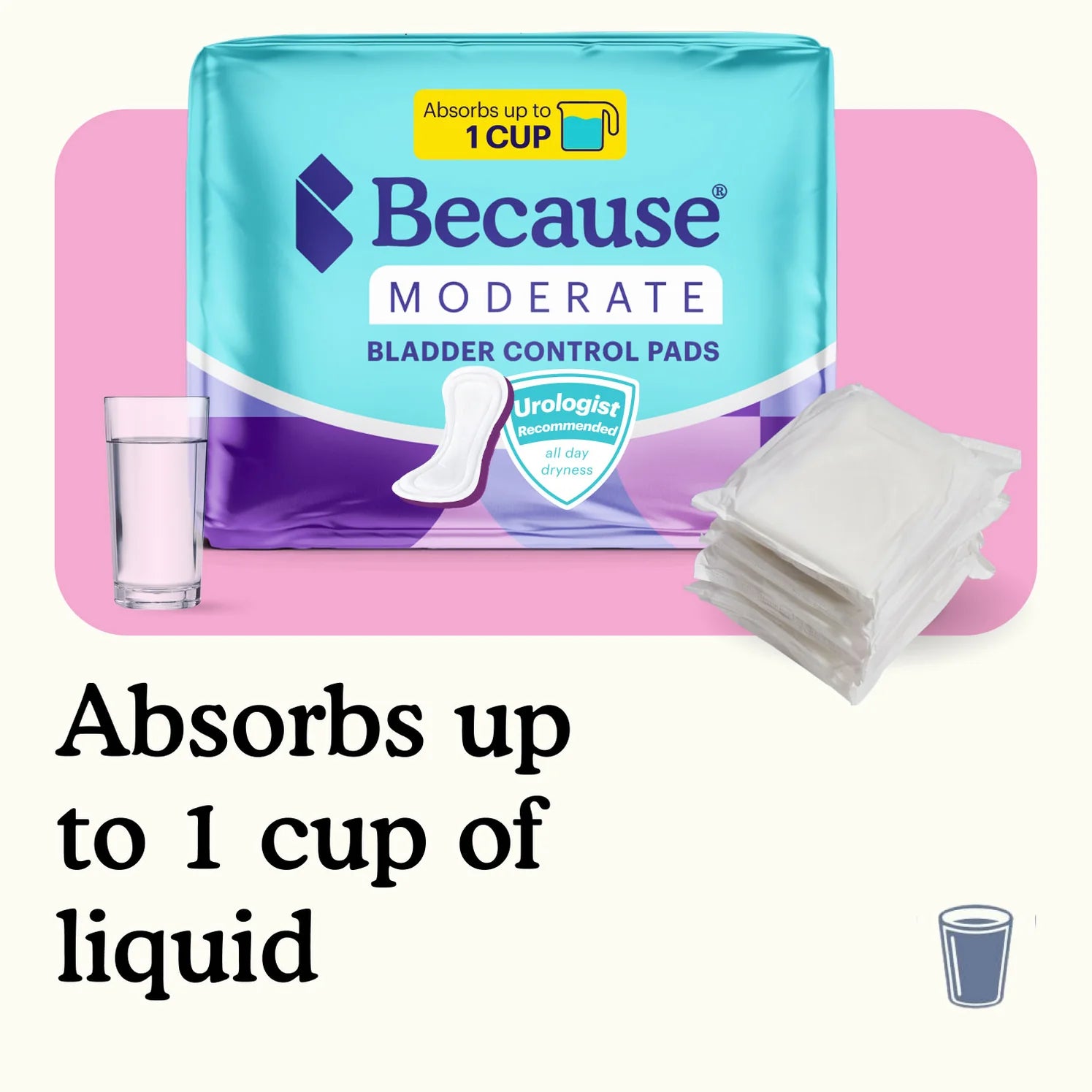 Because Premium Pads for Women | Moderate absorbency of up to 1 cup from AskSAMIE