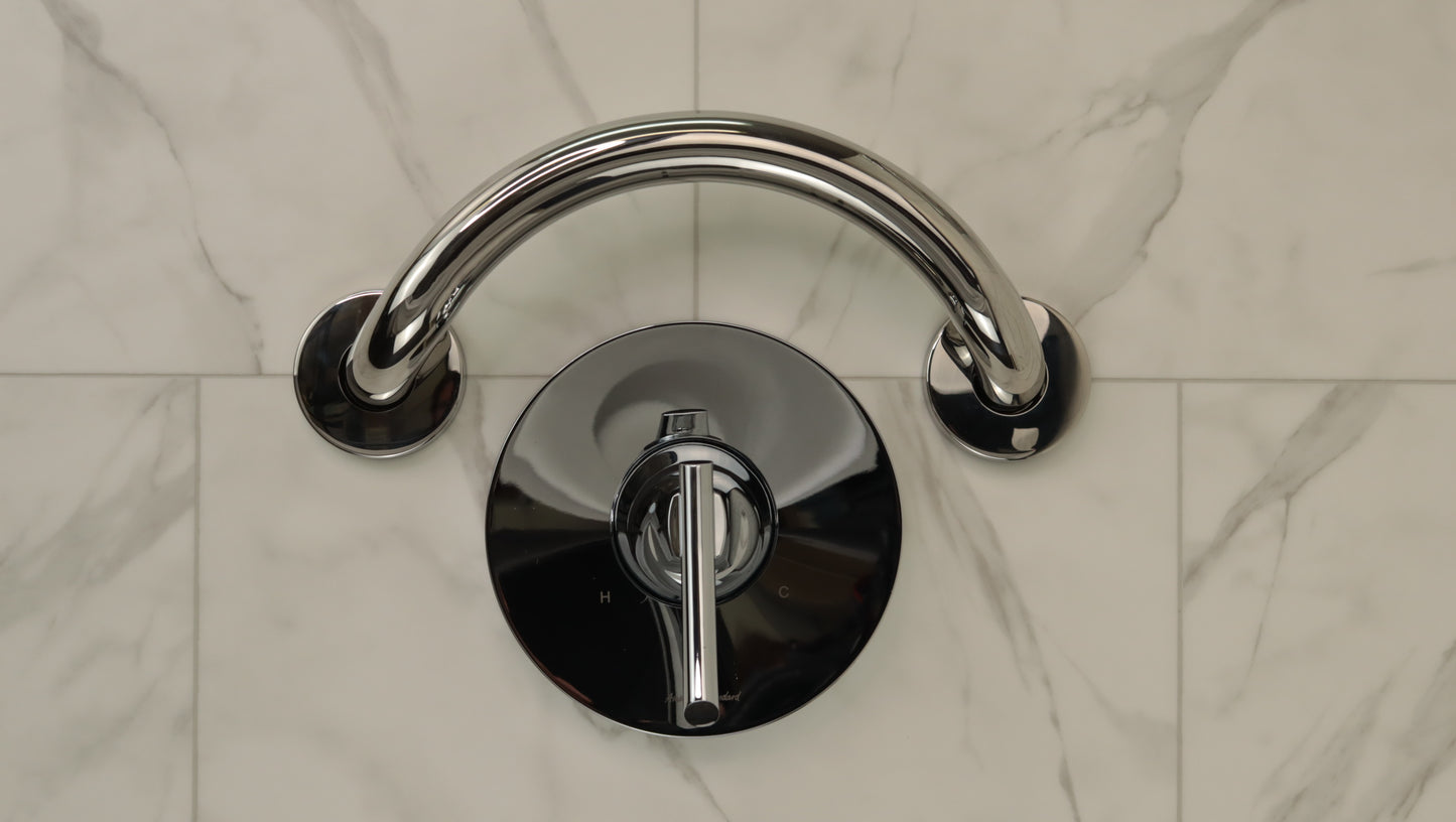 crescent grab bar in shower chrome