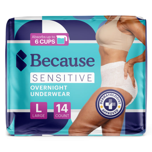 Because Sensitive Overnight Underwear for Women - Large