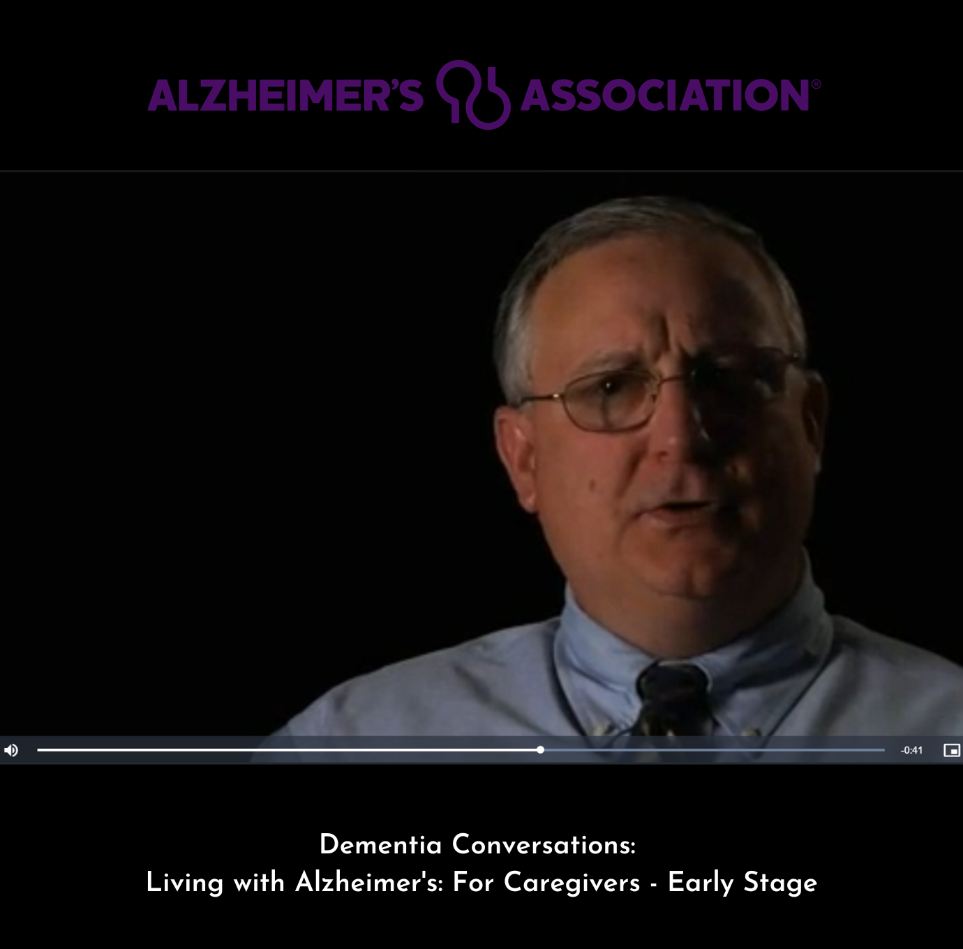 Picture of man talking about this Free Video Training: Living with Alzheimer's: For Caregivers - Early Stage