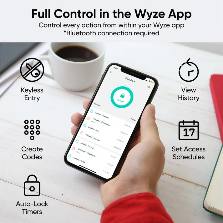 smartphone managing the smart lock via Wyze app from AskSAMIE