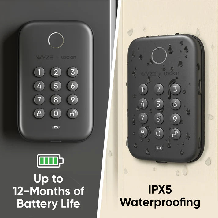 Smart Lock installed on door with water drops from AskSAMIE