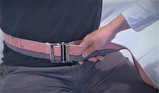 gait belt being strapped to person's body