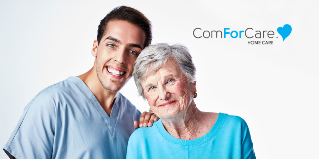 ComForCare | In Home Care Service man with elder woman by AskSAMIE