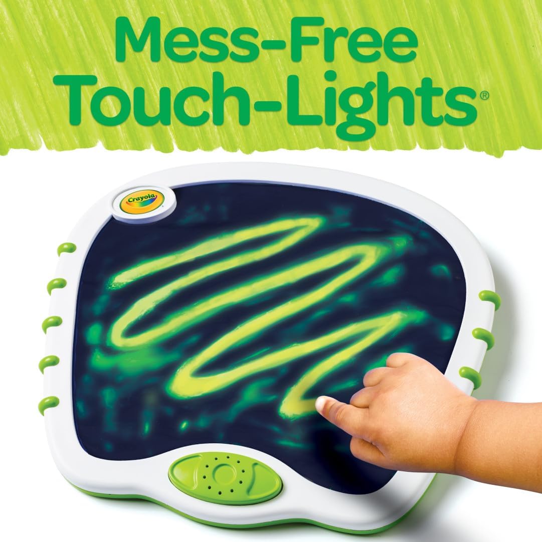 Crayola Toddler Touch Lights with child hand playing on surface from AskSAMIE
