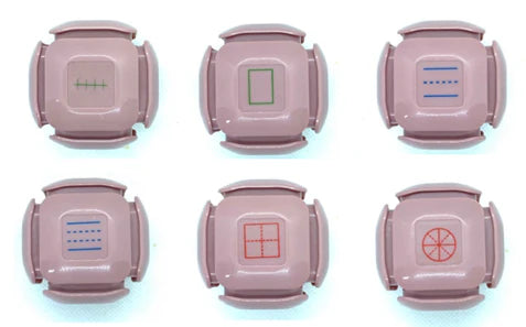 LegiLiner LegiCube Self-Inking Teacher Stamp - Math and Handwriting Lines Multi-Roller Stamp shown with all designs available from AskSAMIE