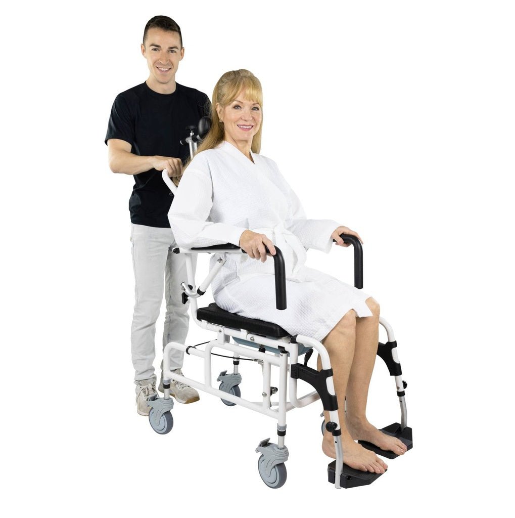 Flip Arm Rolling Commode Shower Chair Vive Health - AskSAMIE: Answers for Accessibility