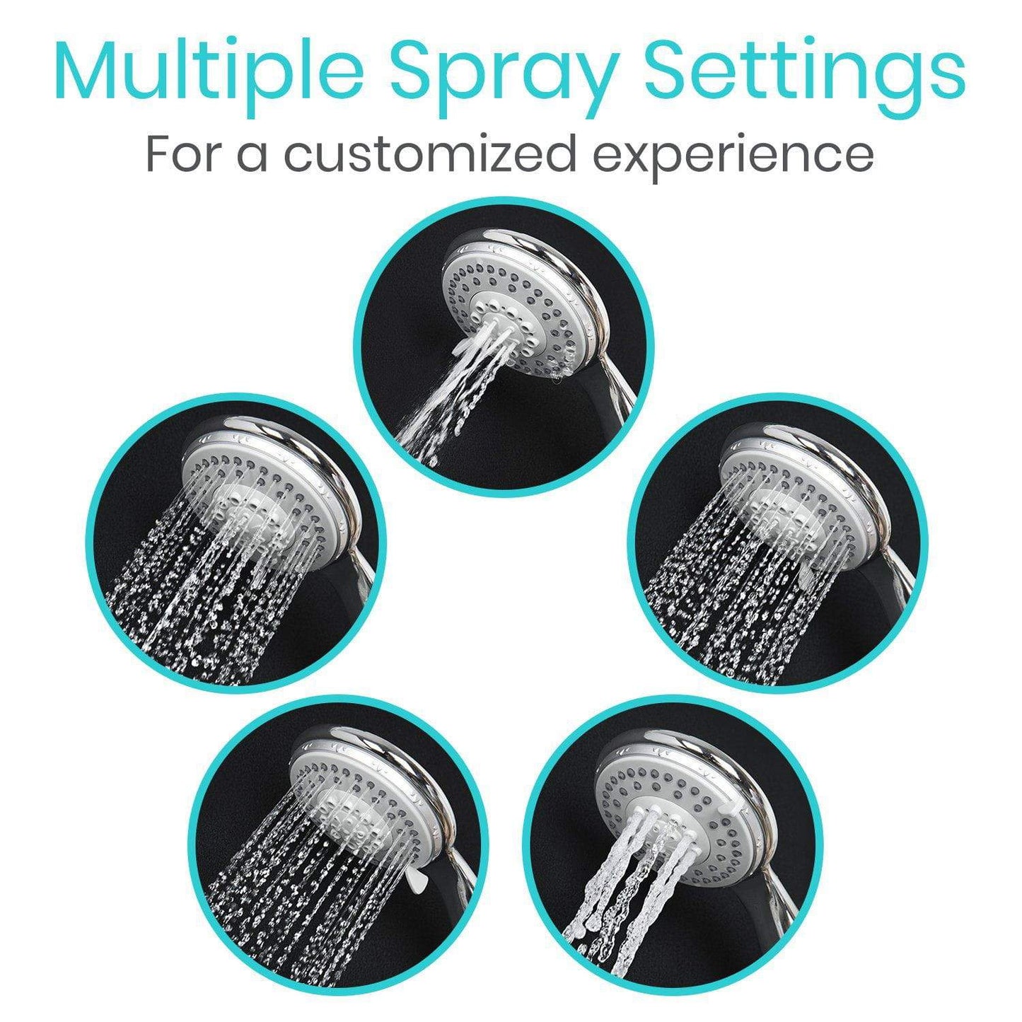 handheld shower head with flex hose comes with 5 spray settings from AskSAMIE