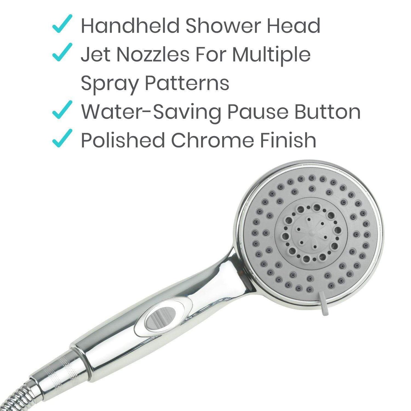 handheld shower head with flex hose from AskSAMIE nozzle options with pause button