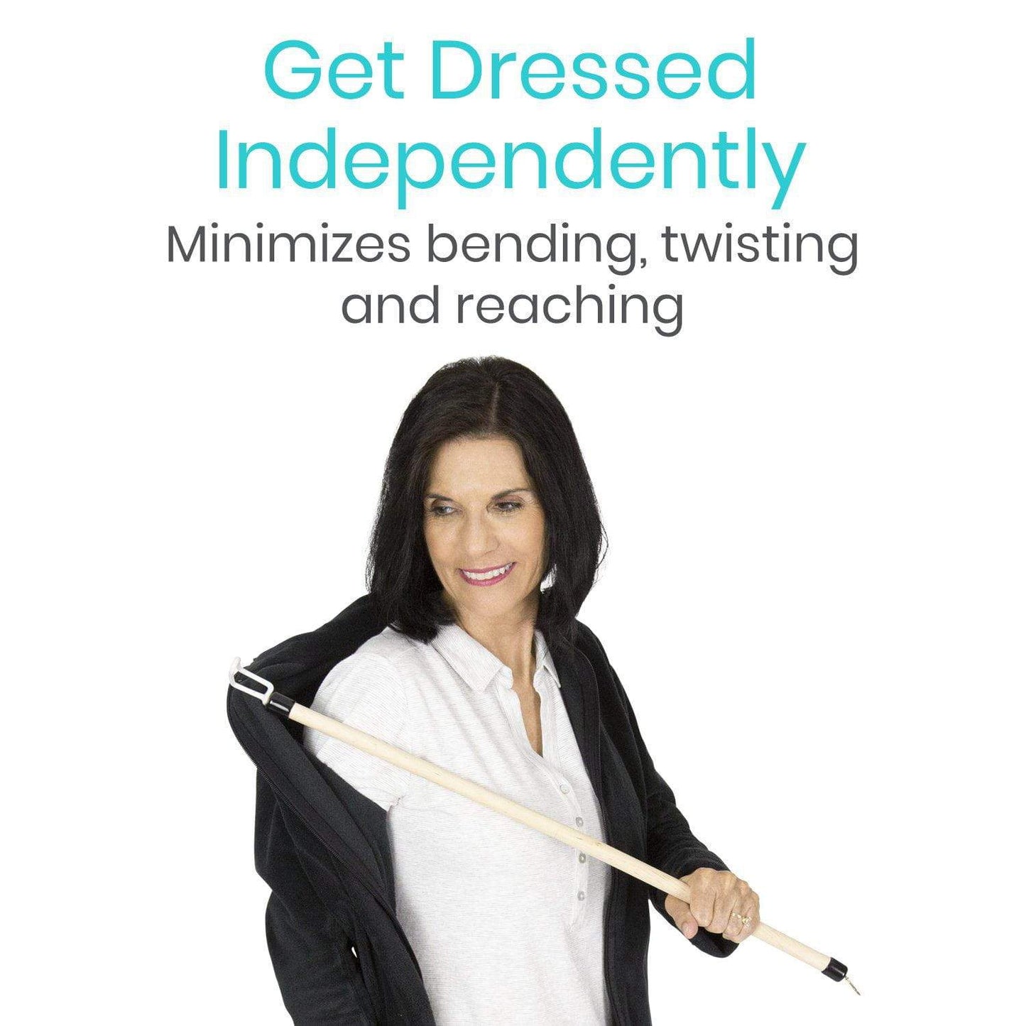 Dressing Stick helps with getting dressed to minimize bending, twisting from AskSAMIE