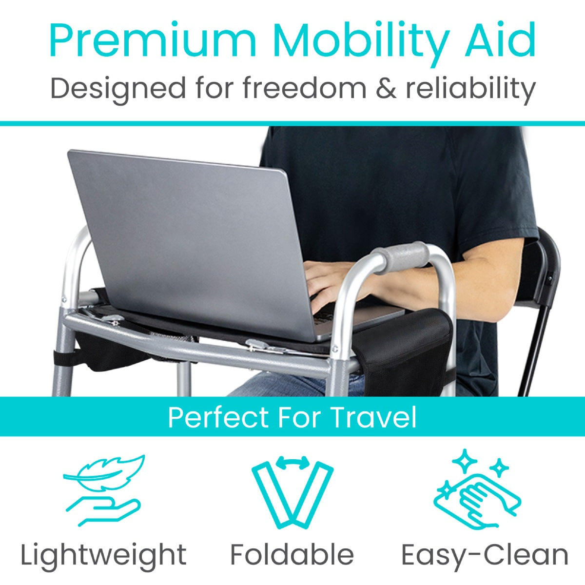 Walker Tray With Pockets used with laptop  from AskSAMIE