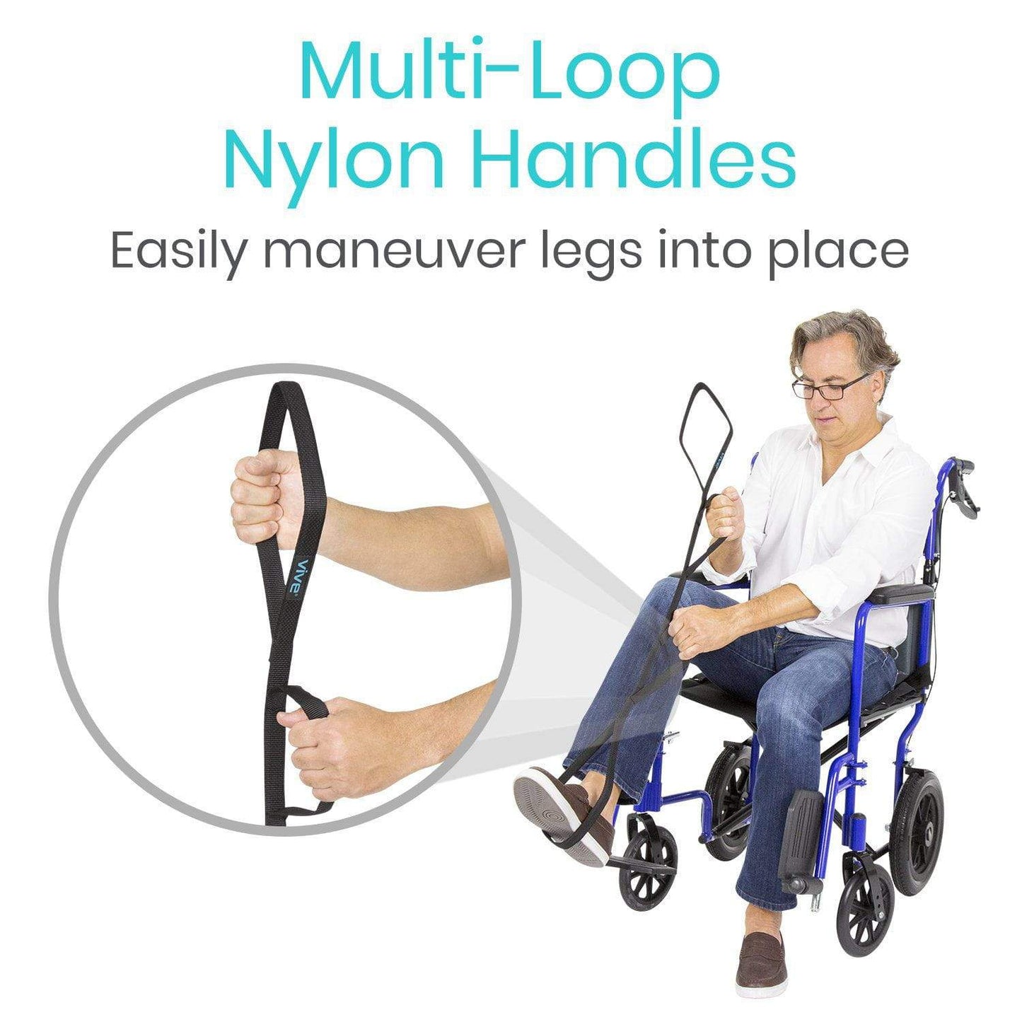 Multi Grip Leg Lifter in use with elderly on wheelchairby AskSAMIE