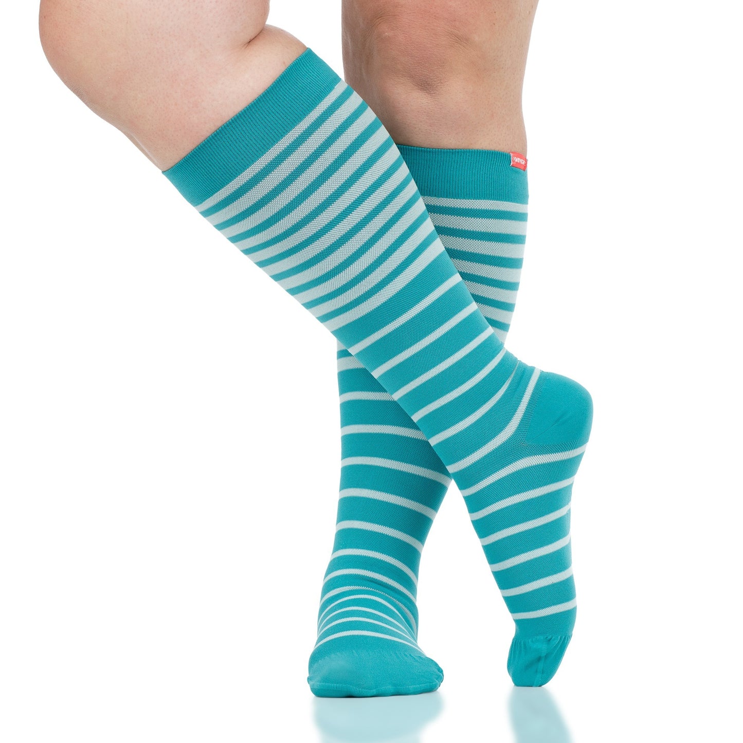 Compression Socks for Lymphedema and Swelling | Falling Stripe Turquoise & Teal
