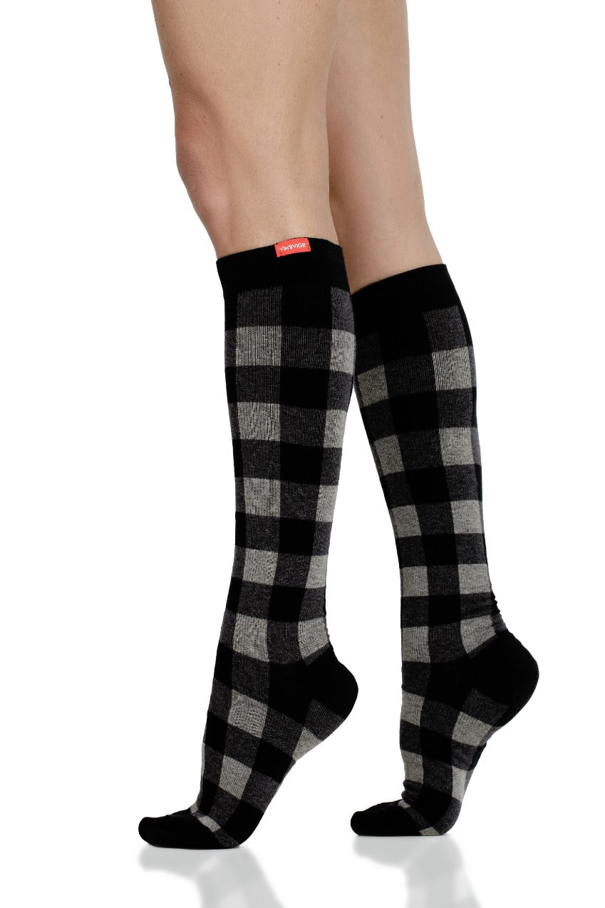 Compression Socks for Lymphedema and Swelling | Montana Plaid Heathered Gray