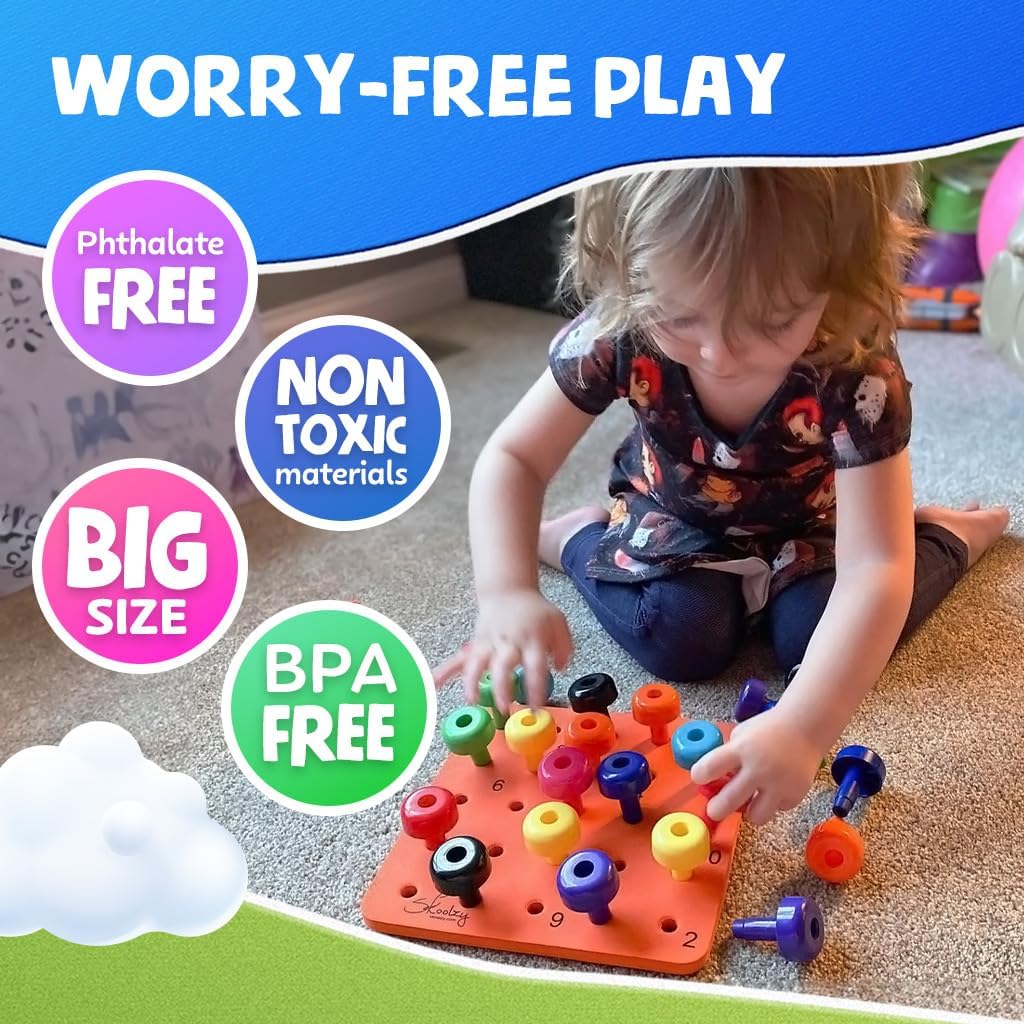 Stacking Pegboard Set made of child friendly safe materials from AskSAMIE