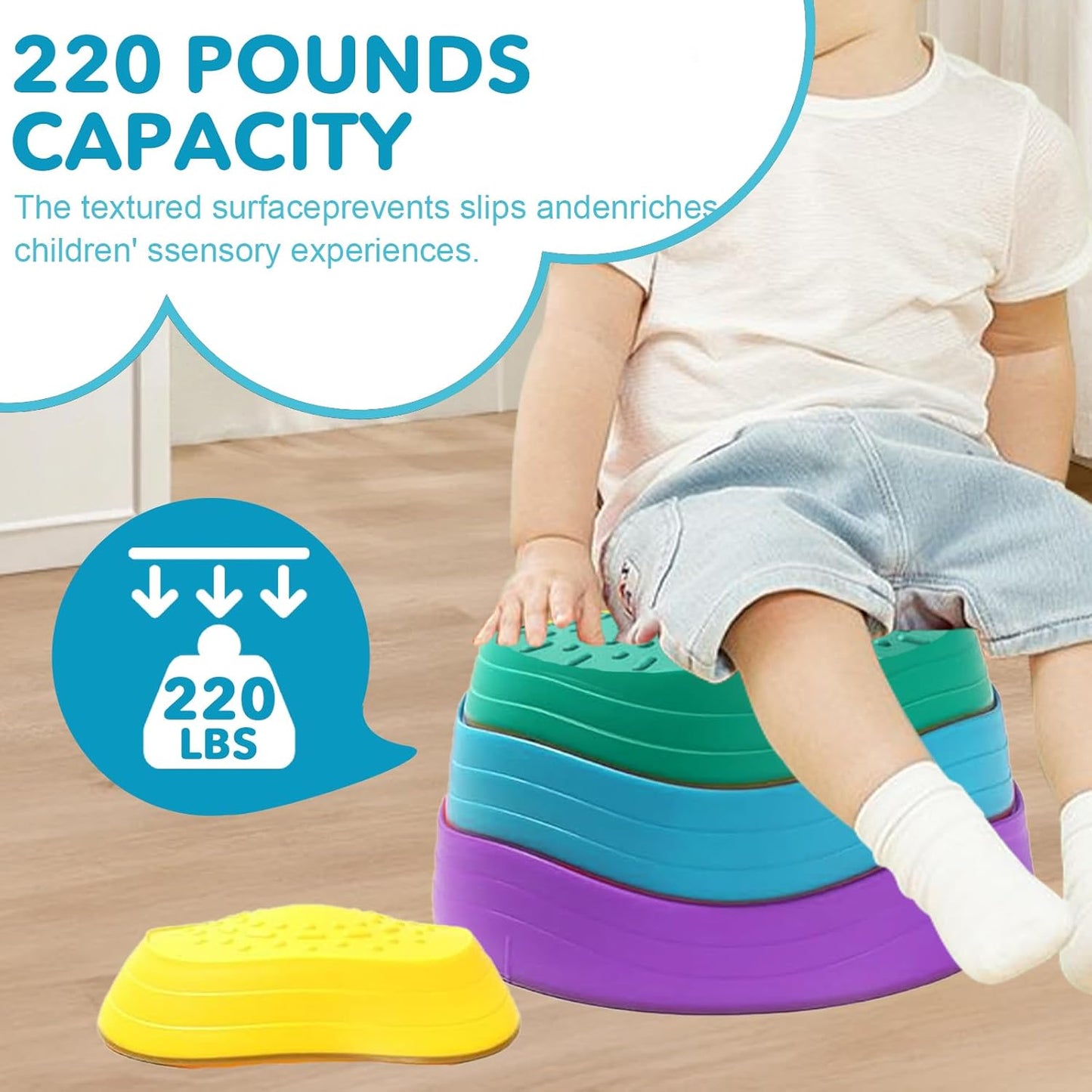 Stepping Stones for Kids weight capacity of 220 pounds from AskSAMIE