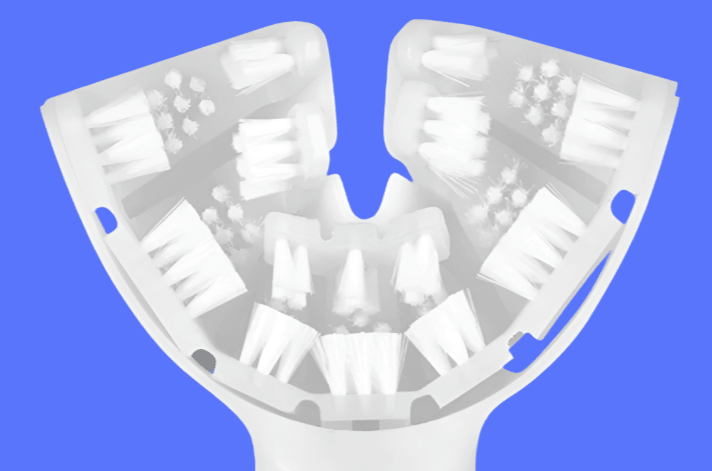 SymplBrush Jr. pediatric replacement bristle cradle for ages 5 to 12, sized smaller than the adult cradle to fit a child's dental arch.