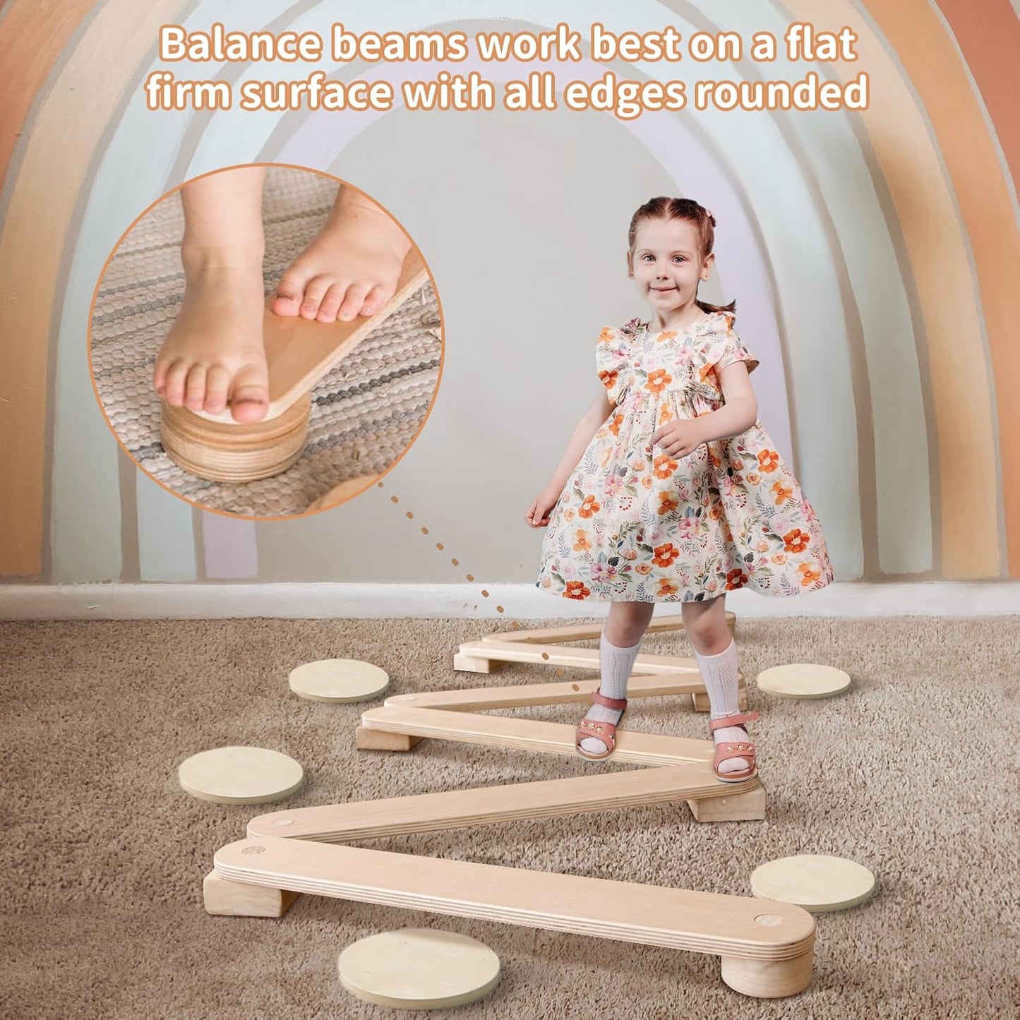 Child playing in Balance Beam Wooden Stepping stones from AskSAMIE