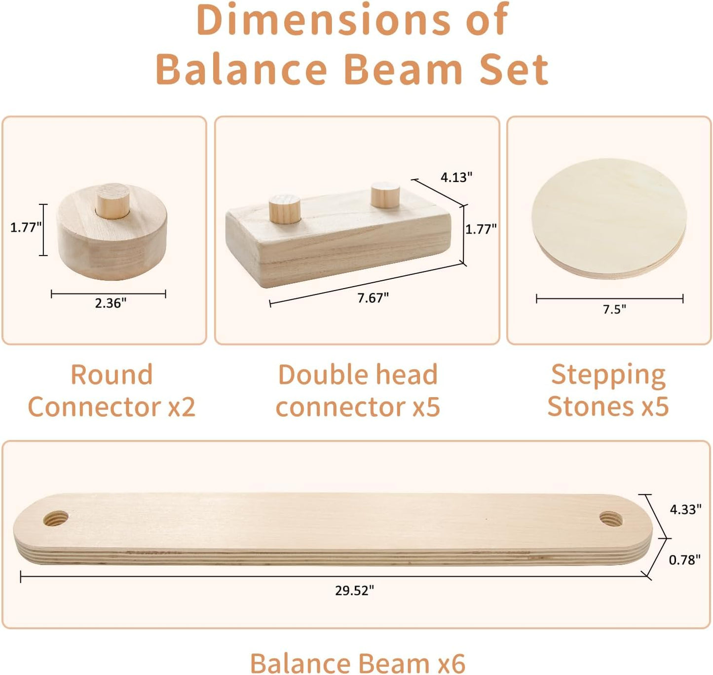 Balance Beam Wooden Stepping stones dimensions from AskSAMIE