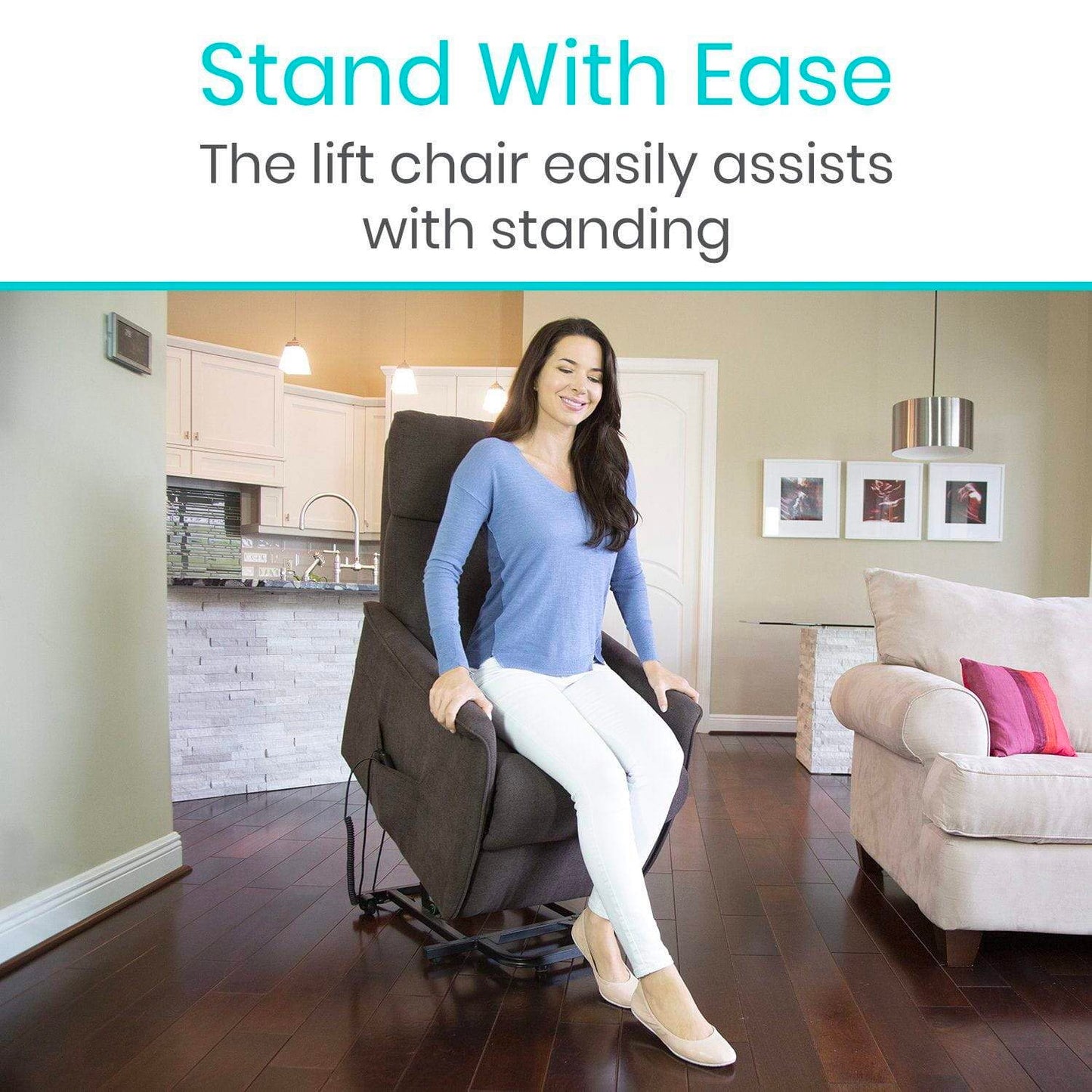woman in elevated lift chair