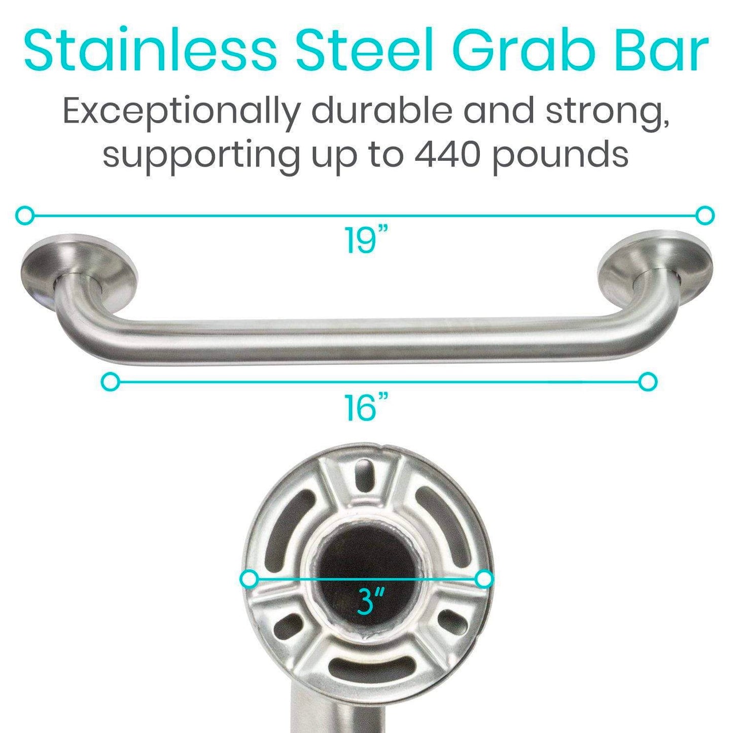 Silver grab bar measurements