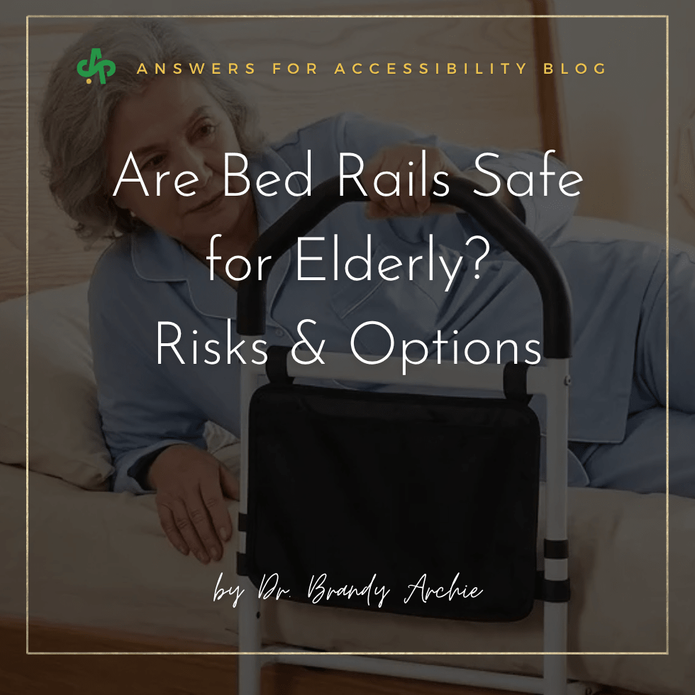 Are Bed Rails Safe for Elderly? Risks & Options | AskSAMIE - Senior lady grabbing onto bed rail for support in bed