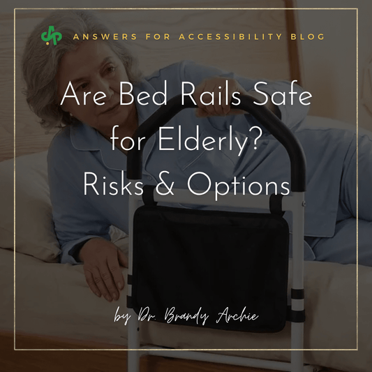 Are Bed Rails Safe for Elderly? Risks & Options | AskSAMIE - Senior lady grabbing onto bed rail for support in bed
