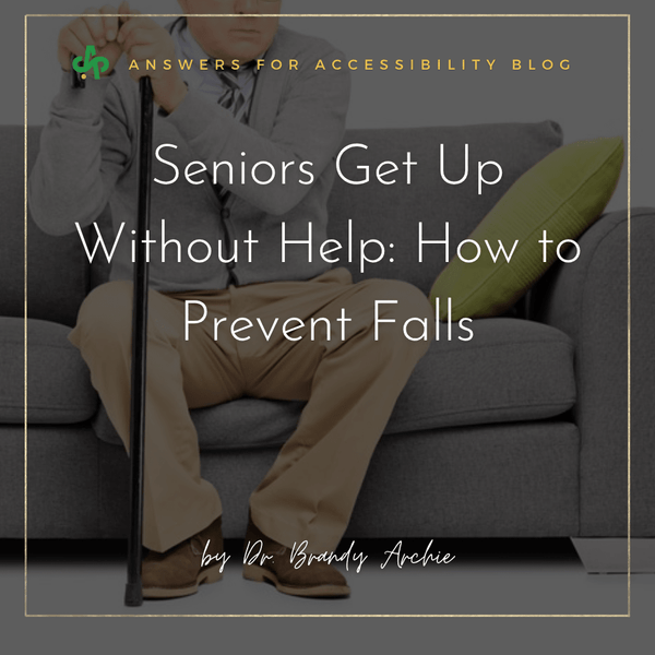 Seniors Get Up Without Help: How to Prevent Falls | AskSAMIE - Elder man sitting on a couch with firm grip on cane 