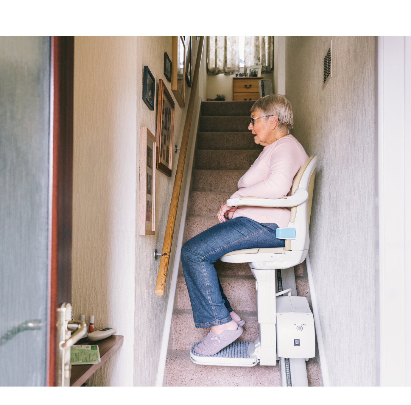 woman on stair lift