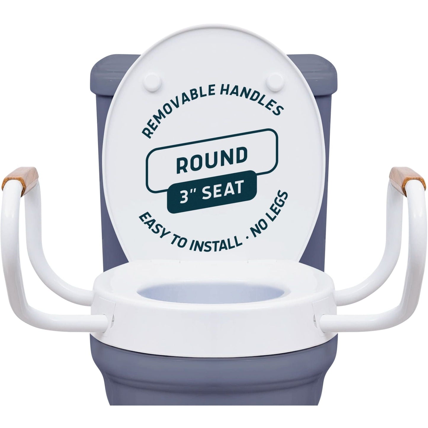 Raised Toilet Seat with Handles – Soft-Close, 3-Inch Riser for Seniors