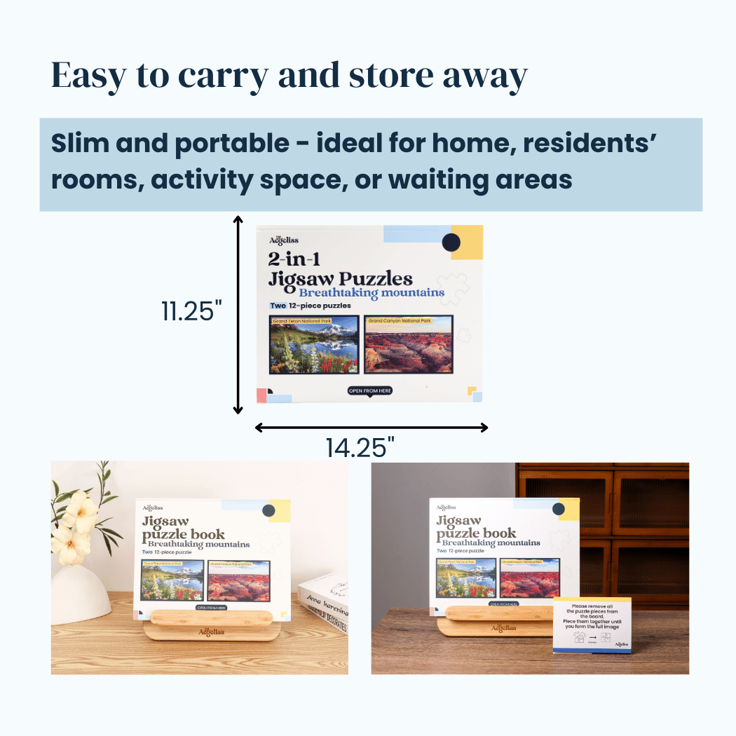 2 - in - 1 Jigsaw Puzzles for Dementia | Breathtaking Mountains | 12 Pieces Aegeliss - AskSAMIE: Answers for Accessibility