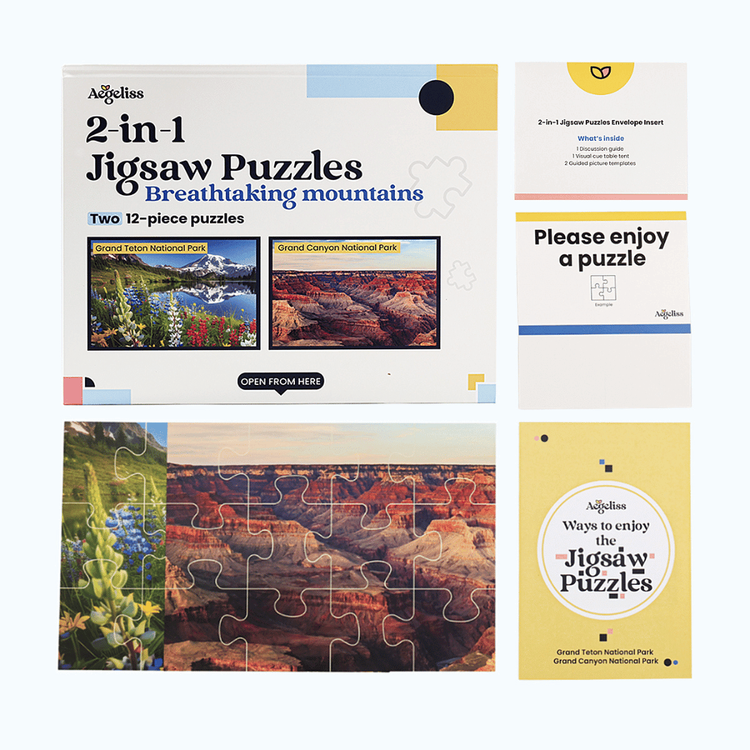 2 - in - 1 Jigsaw Puzzles for Dementia | Breathtaking Mountains | 12 Pieces Aegeliss - AskSAMIE: Answers for Accessibility