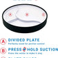 Divide plate, press and hold suction in the center and plate guard around the edge: Non slip, suction, scoop plate for easier eating that's BPA free for adults