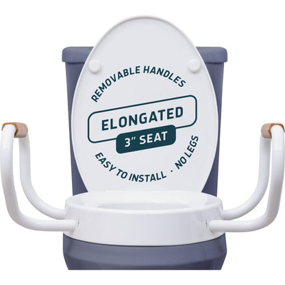 Raised Toilet Seat with Handles – Soft-Close, 3-Inch Riser for Seniors