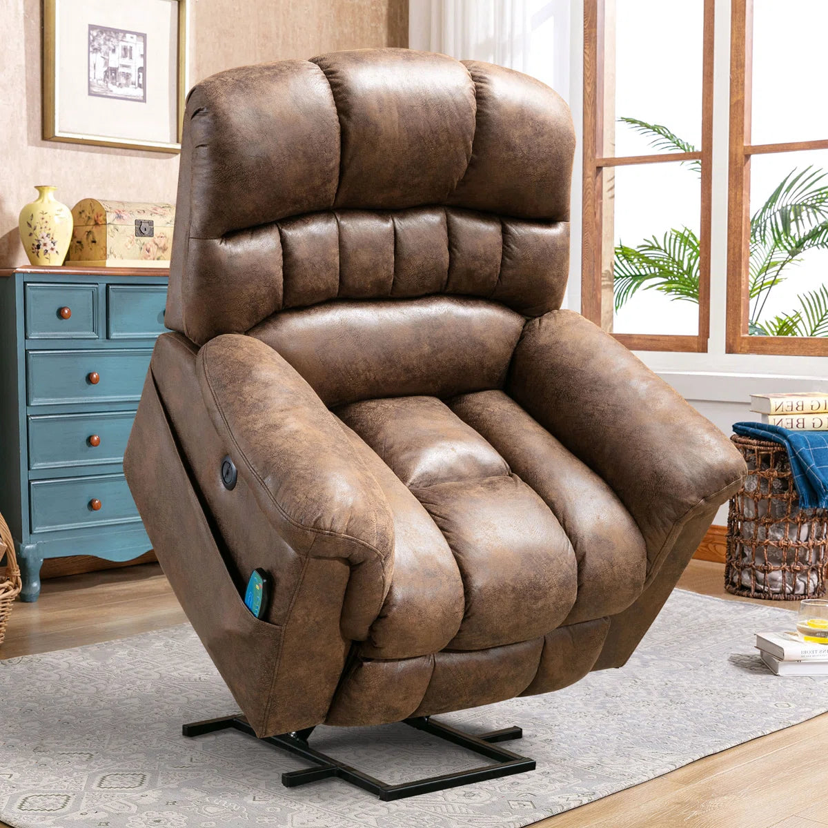 Power Lift Chair Recliner | Large | by Latitude Run Brown  in front recline from AskSAMIE