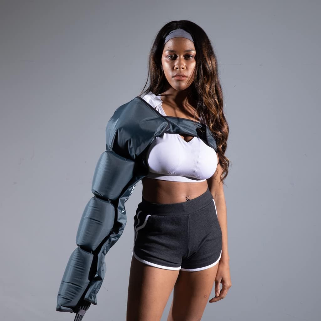 woman wearing Arm Compression Pumps from AskSAMIE